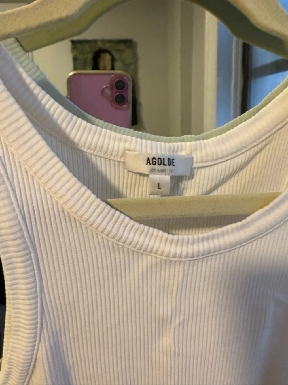 Agolde White Ribbed Racerback Tank - Picture 2 of 2